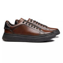 Tênis Masculino Casual Em Couro Marrom