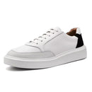 Tênis Masculino Casual Em Couro Branco - PRETO