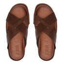 SANDÁLIA MASCULINA CASUAL EM COURO MARROM - CONHAQUE