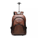 MOCHILA PORTA NOTEBOOK MASCULINA EM COURO COM RODINHAS MARROM